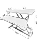 Height Adjustable Desk Converter – 32" Sit & Stand Workstation (White)
