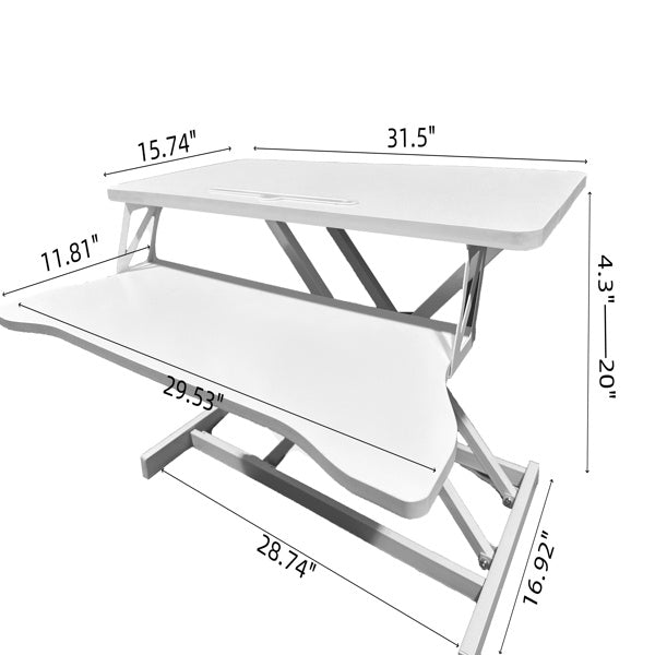 Height Adjustable Desk Converter – 32" Sit & Stand Workstation (White)