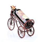 Ancient chariot wine rack in iron design, holding a 750ml wine bottle, elegant decorative piece for home decor.