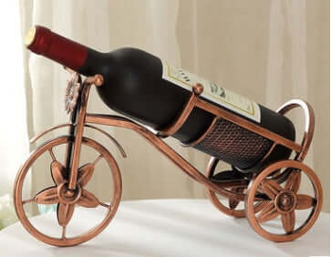 Creative retro wrought iron wine rack shaped like a bicycle, perfect for stylish home decoration.