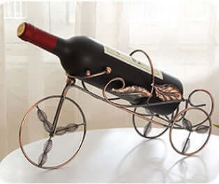 Creative European style wine rack designed as a vintage bicycle, made of wrought iron for unique home decoration.