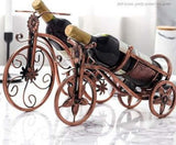 Creative European-style wrought iron wine rack shaped like a bicycle, stylish home decor for wine bottles.