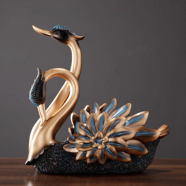 Decorative swan wine rack in copper and silver finish, ideal for living room decor, showcasing elegant European style.