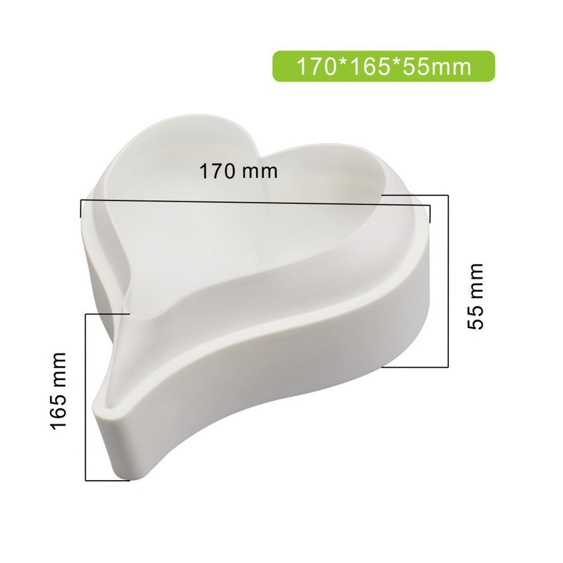 Heart-shaped 6 inch cake mold for mousse and ice cream, made of durable silica gel, dimensions 170x165x55mm.