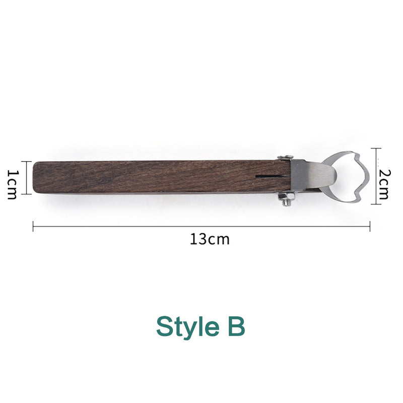 Wooden handle tool Style B with metal utensil, measuring 13cm long, 1cm wide, and 2cm tall.