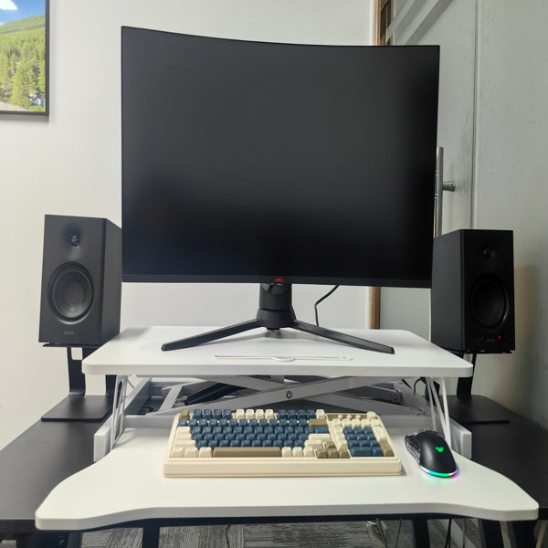 Height Adjustable Desk Converter – 32" Sit & Stand Workstation (White)