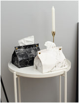 Light Luxury Nordic Ins Marbling Leather Tissue Box Home Living Room Dining Table Tissue Box Storage Tissue Bag