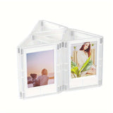 DIY magnetic photo frame displaying two wallet size pictures in a creative arrangement for versatile decoration.