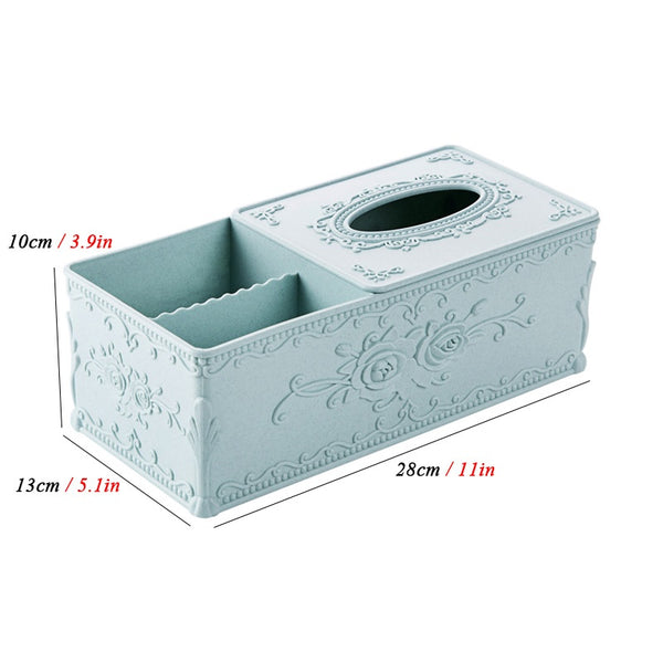 Carved tissue storage box