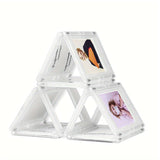 Stacked DIY magnetic photo frames with pictures, showcasing versatile display options for mini pictures.