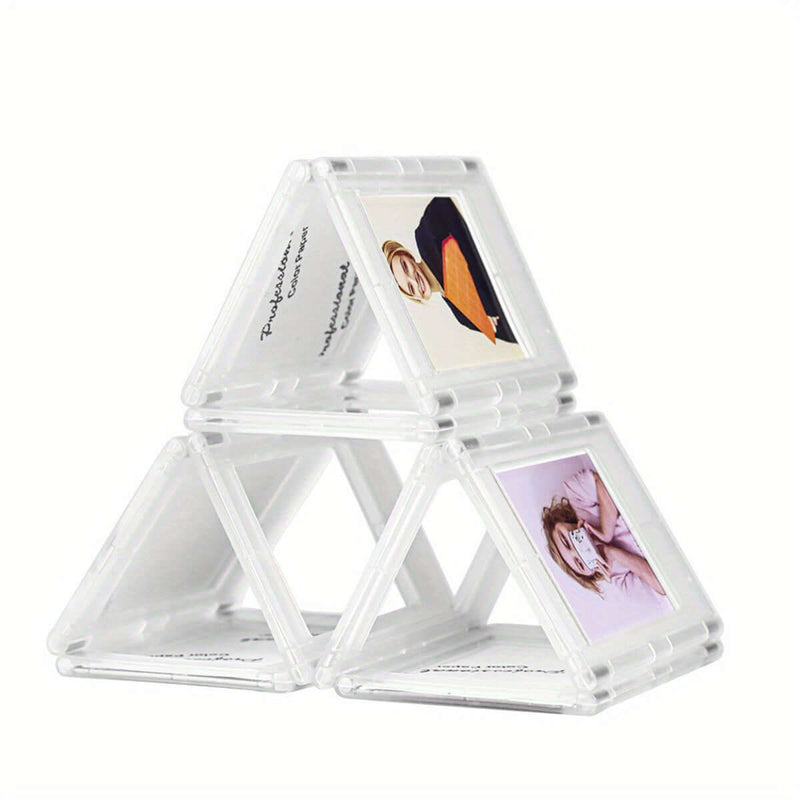 Stacked DIY magnetic photo frames with pictures, showcasing versatile display options for mini pictures.