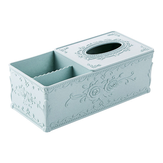 Carved tissue storage box