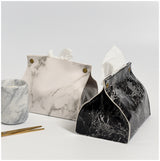 Light Luxury Nordic Ins Marbling Leather Tissue Box Home Living Room Dining Table Tissue Box Storage Tissue Bag