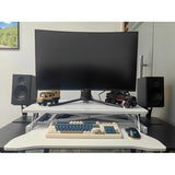 32" Height Adjustable Desk Converter – Dual Monitor Sit-Stand Workstation (White)
