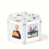 Creative magnetic photo frame display showcasing multiple wallet-sized pictures in a versatile arrangement.