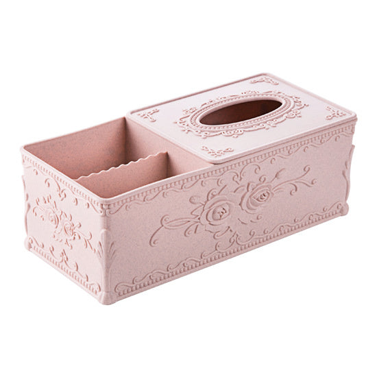 Carved tissue storage box