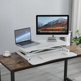 32" Height Adjustable Desk Converter – Dual Monitor Sit-Stand Workstation (White)