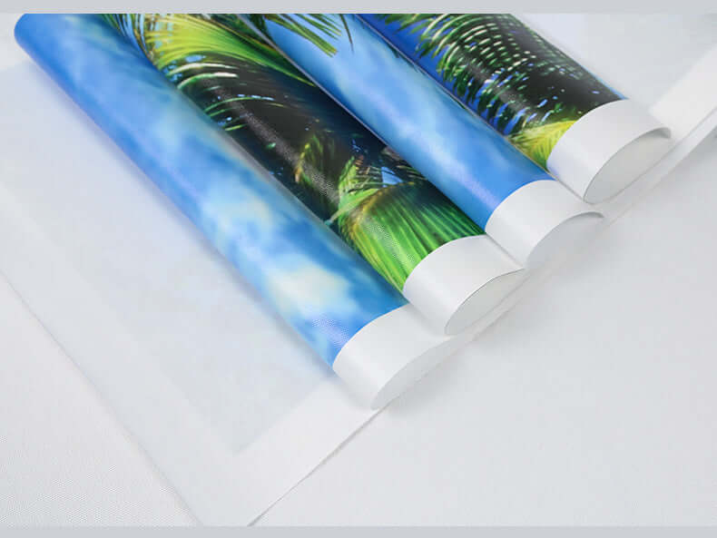 Rolled canvas prints showcasing vibrant palm tree designs perfect for home decor, ready to frame.