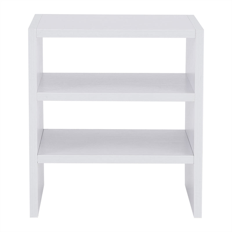 Computer Laptop Monitor Riser Stand Desktop Wooden Storage Organizer 3 Layer Shelf (White)