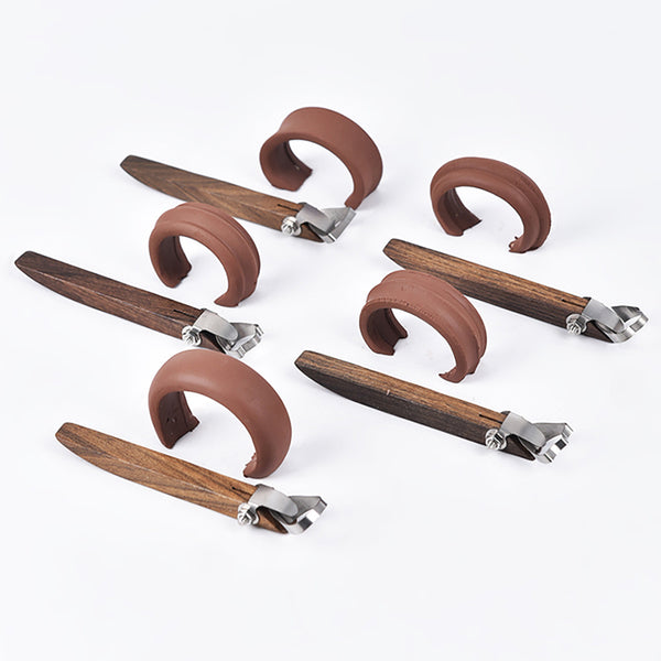 Handmade DIY teacup handle tools in various colors and styles, perfect for crafting and utensil design.