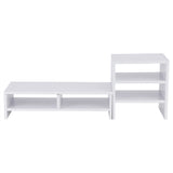 Computer Laptop Monitor Riser Stand Desktop Wooden Storage Organizer 3 Layer Shelf (White)