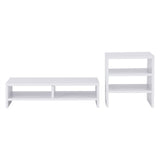 Computer Laptop Monitor Riser Stand Desktop Wooden Storage Organizer 3 Layer Shelf (White)