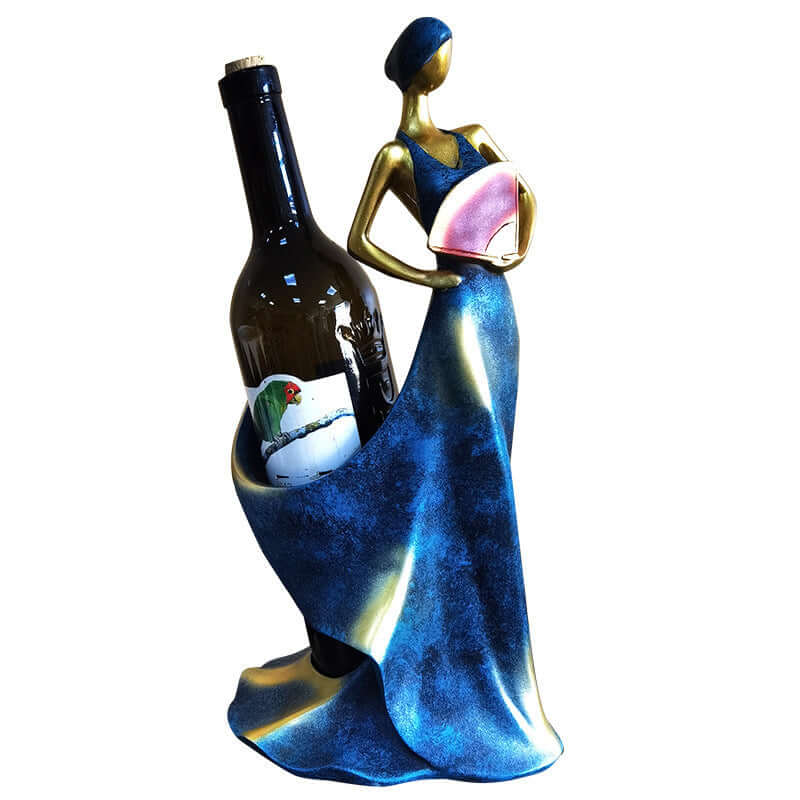 Elegant resin wine rack ornament featuring a stylish figure, perfect for home decor and table decoration.