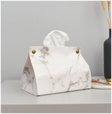 Light Luxury Nordic Ins Marbling Leather Tissue Box Home Living Room Dining Table Tissue Box Storage Tissue Bag
