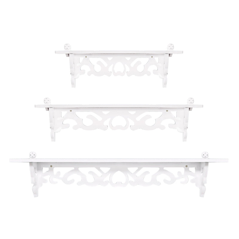 Set of 3 Shabby Floating Wall Shelves Bookshelf Display Wall Shelf Storage Rack