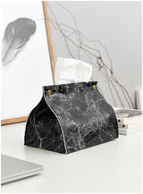 Light Luxury Nordic Ins Marbling Leather Tissue Box Home Living Room Dining Table Tissue Box Storage Tissue Bag