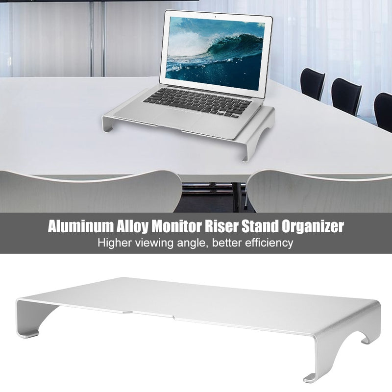 Aluminum Alloy Monitor Riser Notebook Laptop Desk Stand Organizer Shelf Silver