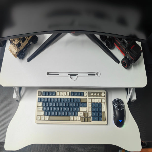 Height Adjustable Desk Converter – 32" Sit & Stand Workstation (White)